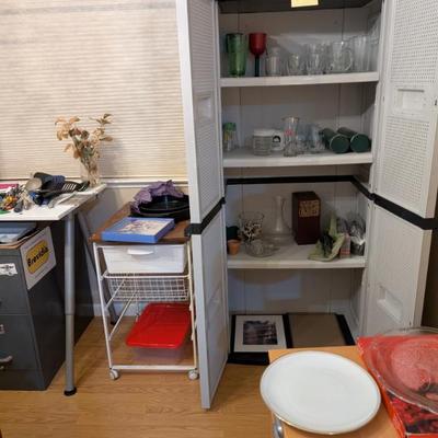 Cabinets and glassware 