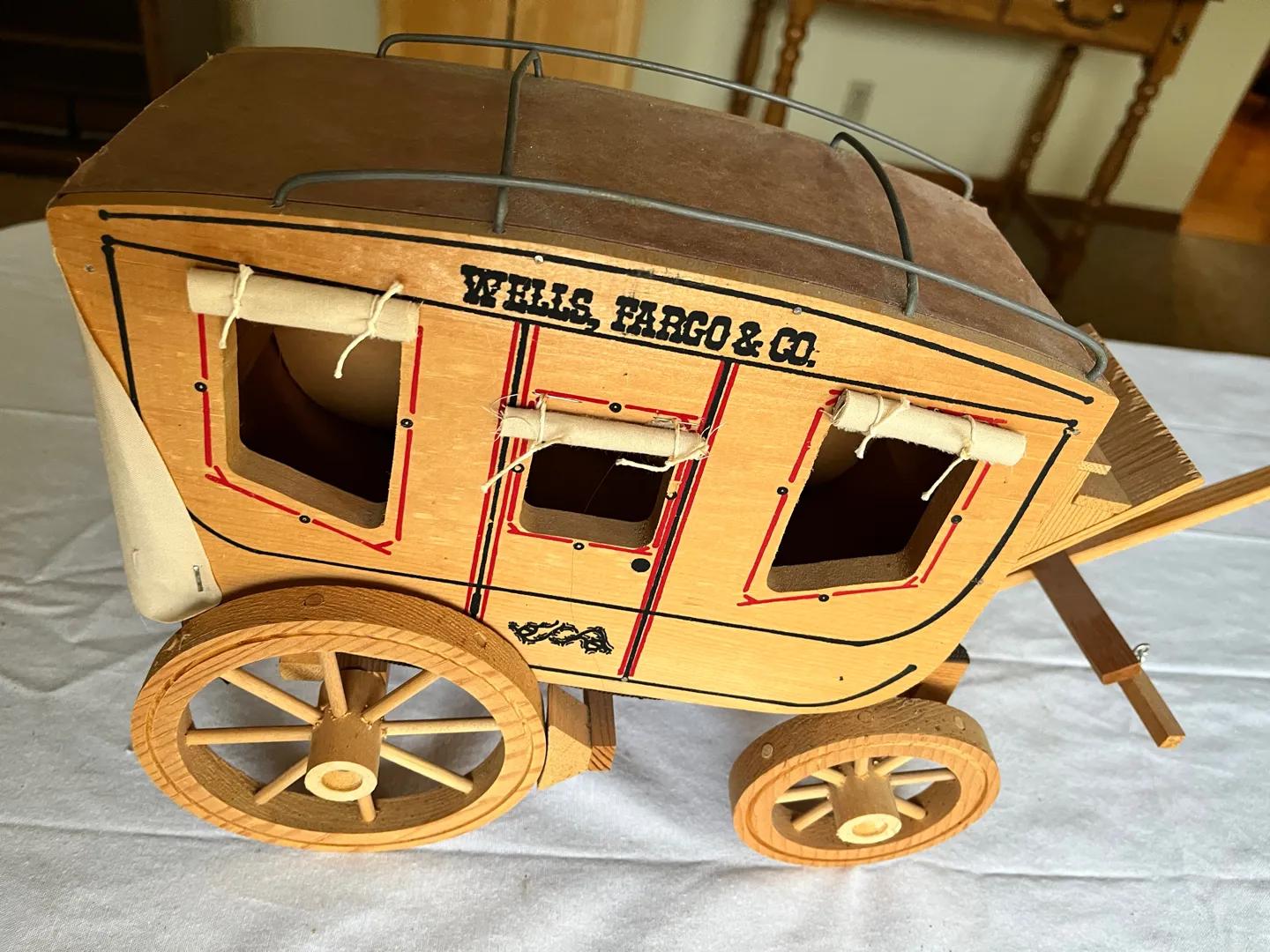 Vintage Trays And Wells Fargo Wooden Carriage