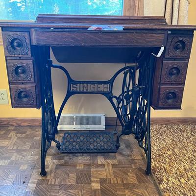 Antique Singer treadle sewing machine table