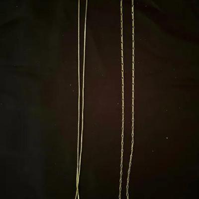 Lot 437: 2 Gold Chains – No Clasps, Non-Magnetic, Total Weight 0.16 oz