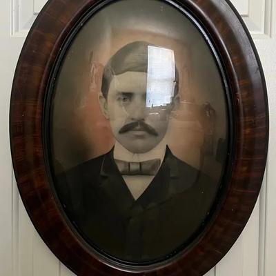 Lot 313: Antique Oval Framed Portrait Photograph — Convex Glass (24” x 19.5”)