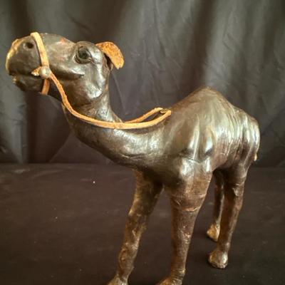 Lot 516: Vintage Handcrafted Leather Camel Figurine – Mid-Century Souvenir Art