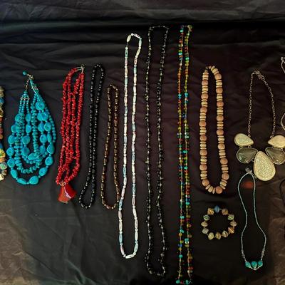 Lot 416: Beaded and Artisan Costume Necklaces – Colorful Boho & Vintage Styles