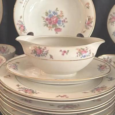 Lot 139:  Vintage PMR Bavaria Trischenreuth “Queens Rose” Fine China Dinnerware Set (U.S. Zone, 1945