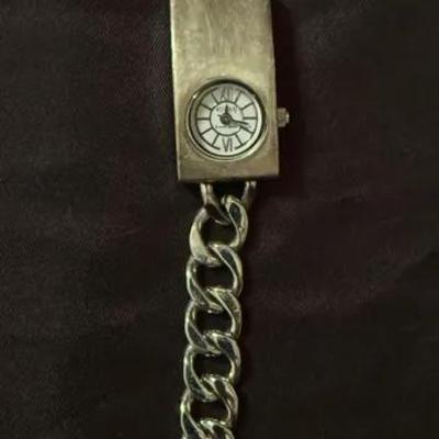 Lot 420: Ecclissi Sterling Silver Women’s Chain Link Quartz Watch – Model 32785, Japan Movement, 1.7