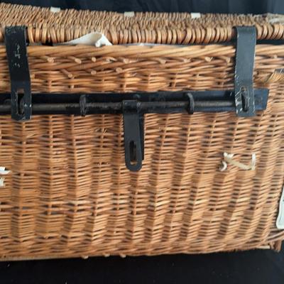 Lot 535: Wicker Basket Packed With Linens