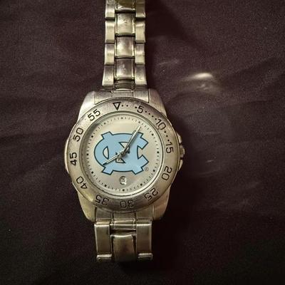 Lot 422: UNC Tar Heels Sun Time Men’s Stainless Steel Watch – Japanese Quartz, Tested & Working