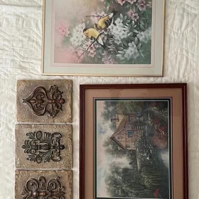 Lot 328: Cottage Wall Art & Plaque Set – Framed Prints and Ornamental Panels