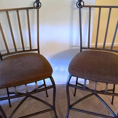 Lot 124:  Elegant 3-Piece Glass & Wrought Iron Bistro Set – 36” Round Table with Chairs