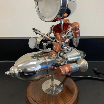 Steampunk Motorcycle Rocket Lamp