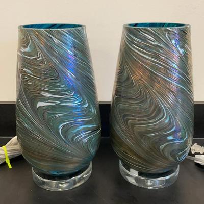 Pair Of Oyster Shell Swirl Lamps