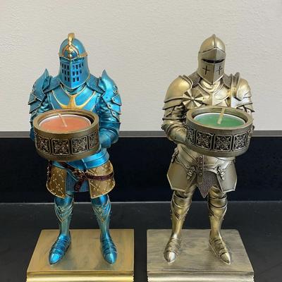 Pair Of Medieval Knight Tealight Holders