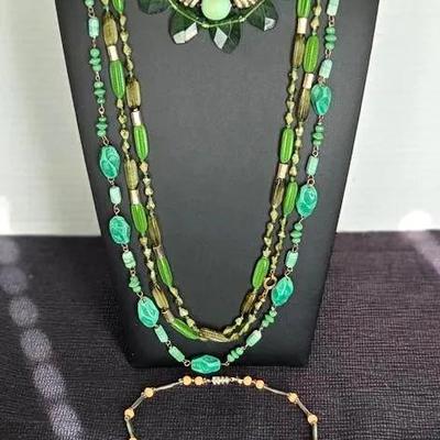 Antique art deco flapper glass bead necklaces