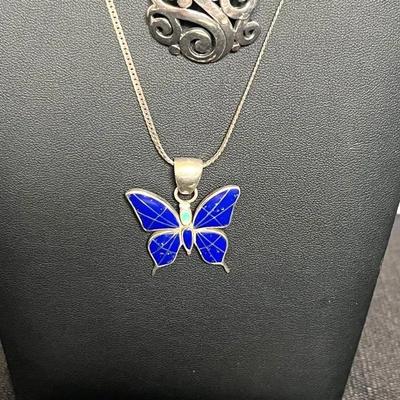 All sterling 2) necklaces & pairs of earrings