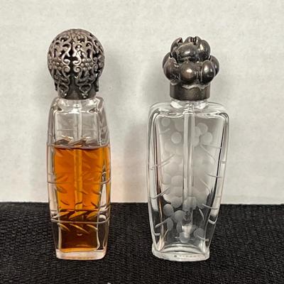 Antique la castillere etched crystal perfume bottles