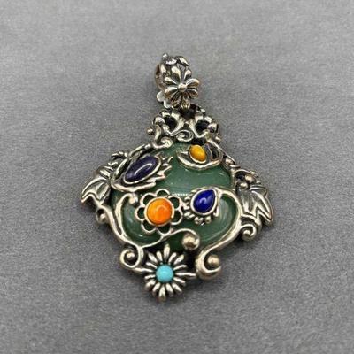 Carolyn Pollack Silver Pendent With Multi Gemstones 