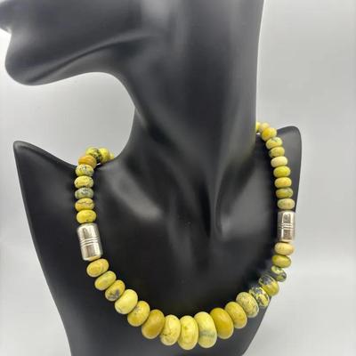 Jay King 925 Silver Olive Green Jasper Necklace 