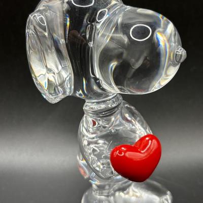 Baccarat Snoopy With Red Heart Figurine 