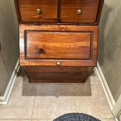 Sale Photo Thumbnail #11: Small wooden cabinet with pull up drawer. Nice storage piece. $45 or best offer.