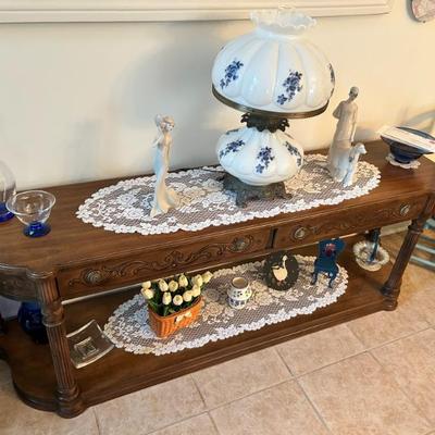 Sale Photo Thumbnail #3: Large wood low console table, Beautiful! $50.00 or BO