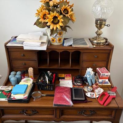 Sale Photo Thumbnail #8: Small wood secretary desk. $50 or best offer. Items on the desk are not included.