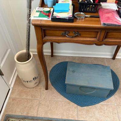 Sale Photo Thumbnail #9: Small wood secretary desk. $50 or best offer. Items on the desk are not included.