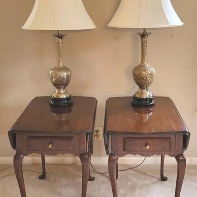 Pair of Hitchcock Drop Leaf Tables w/ Lamps (LR)