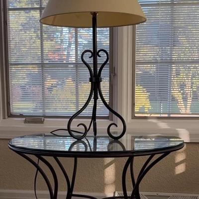 Wrought Iron Coffee Table & Lamp (SR)