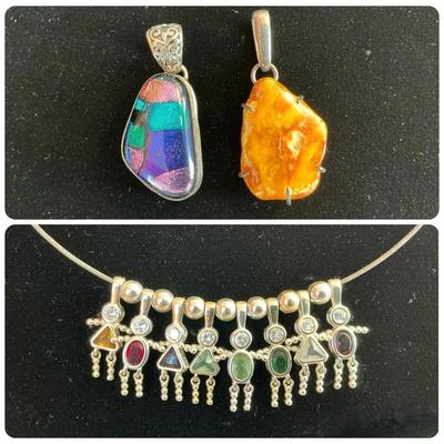 Sterling Silver Clasp Pendants & Birthstone Charms 
