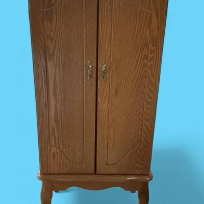 Powell Oak Finish Standing Jewelry Chest