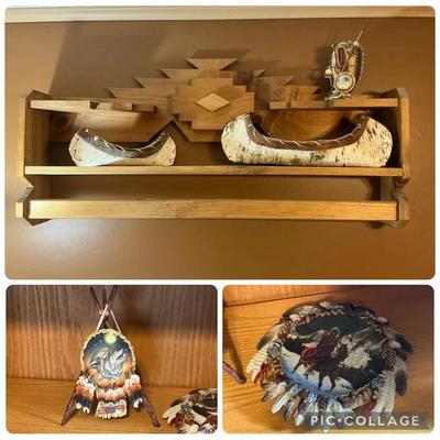Hamilton Collection Native American Collectibles &  Wall Shelf, Canoes