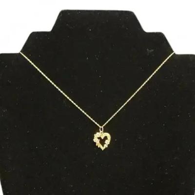14k Gold Tricolor Heart Pendant on 10k Gold Chain 