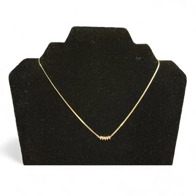 14k Gold Five Diamond Necklace (2.35 Grams)