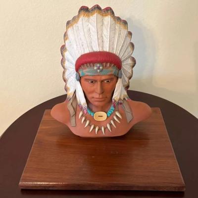 Native American Chief Handpainted Bust 