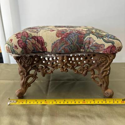 Upholstered/Cast Iron Footstool