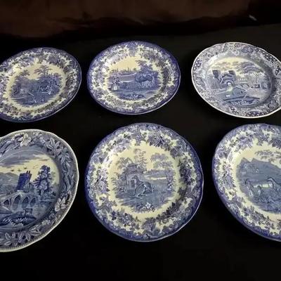 Set Of 6 Spode Blue Room Traditions Plates