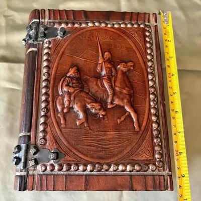 Don Quixote Hand Tooled Wood/Leather Box 