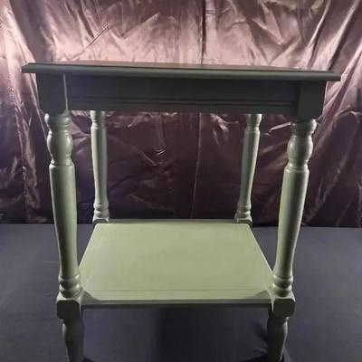 Green Painted Wood End Table
