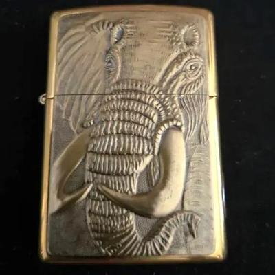Zippo 1997 Barrett Smythe Endangered Animals Series Elephant Brass Lighter