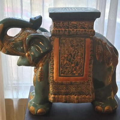 Ceramic Elephant Garden Stool