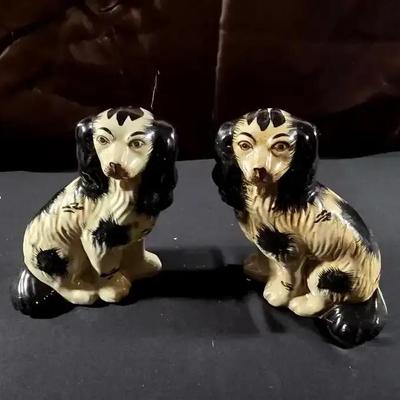Carleton Varney Black Staffordshire Dog Figurines
