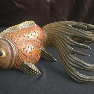 Handcarved Wooden Koi Fish