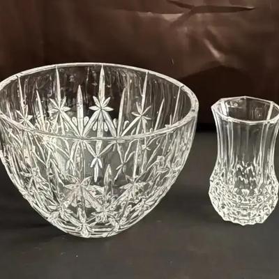 Marquis by Waterford Sparkle Bowl + Cristal d'Arques Vase