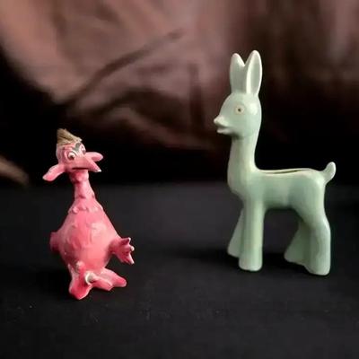 Vintage Kreiss & Company Dr. Seuss Moon Beings Figurine + Vintage Shawnee Pottery Deer Planter