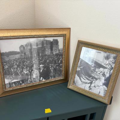 Framed Photo of "The Alamo" 1960 Film Cast + Framed John Wayne Signed Photo