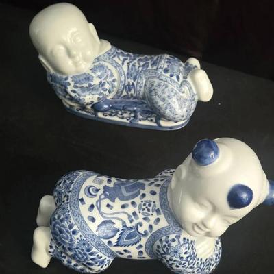 Set of 2 Chinese Porcelain Opium Pillows/Headrests