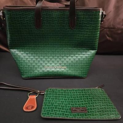 Dooney & Bourke Lilliana Woven Embossed Leather Shopper w/Wristlet + DB Key Chain 