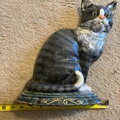 Painted Cast Iron Cat Doorstop 