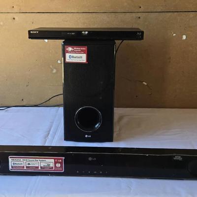 LG Sound Bar & Wireless Subwoofer + Sony Blu-Ray Player 
