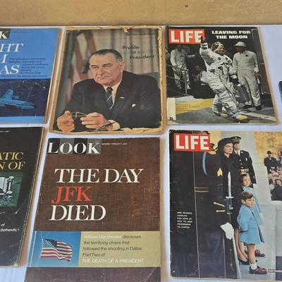 Vintage JFK Assassination & History Magazine Lot – LOOK & LIFE (7 Items) + “Four Days” Book
